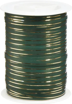 Produktbild von Kräuselband Grün Goldstreifen Geschenkband 5mm 250m