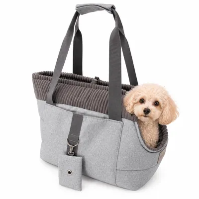 Zdjęcie produktu dla BoutiqueZOO - Torba dla psa, rozmiar M, do 10 kg, torba transportowa dla psów, wyściełana, kolor: szary