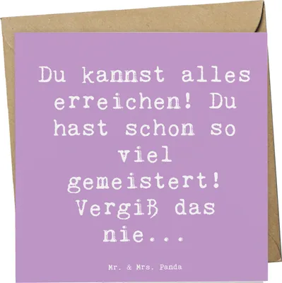 Produktbild von Mr. & Mrs. Panda Klappkarte Spruch Selbstvertrauen stärken - Lavendeltraum - Geschenk, anlasskarte, Glückwunschkarte, Grußkarte, Gefühl, Stimmung, faltkarte, doppelkarte