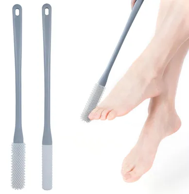 Image de Brosse de lavage des pieds en silicone - Lot de 2, avec long manche