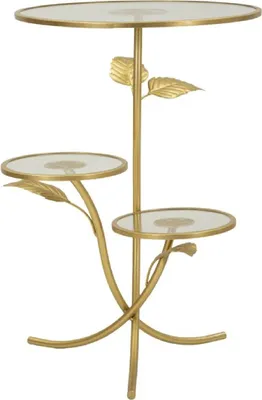 Image de Mauro Ferretti Table d'appoint Feuille avec 3 plateaux Ø 54x69,5 cm doré