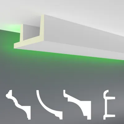 Produktbild von HEXIM LED Stuckleisten Muster - Indirekte Beleuchtung mit Deckenleisten aus PU, leicht & lichtundurchlässig- (20cm LED-11) Lichtvouten Fassaden Weiß