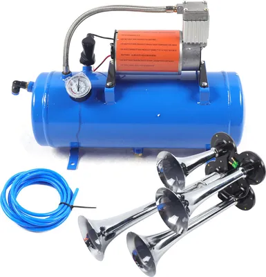 Obrázek produktu pro sada vzduchové houkačky se 4 trubkami a vzduchovým kompresorem 12V 150PSI s 6litrovou nádrží