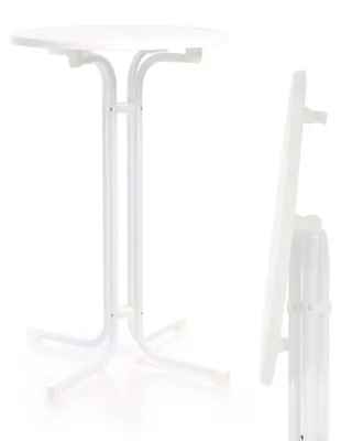 Stehtisch rund Ø 80 cm, Höhe 110 cm, weiß, klappbar