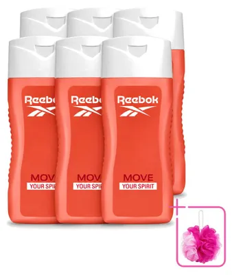 Produktbild von 6 x Reebok Move Your Spirit Duschgel - Granatapfel und Zitrus - 400 ml - Sparpackung - 6 Stücke