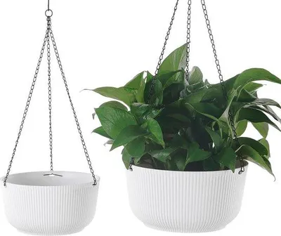 Zdjęcie produktu dla Sadzarka - Wisząca doniczka wisząca - biała - zestaw 2 sztuk - domowe biuro - Φ22cm