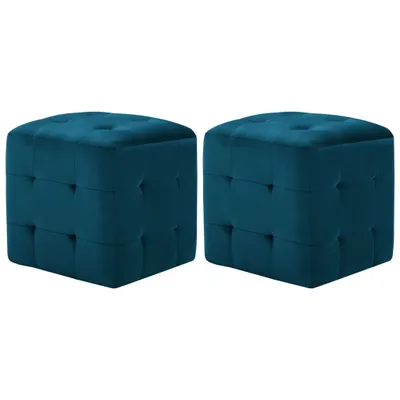 Produktbild von Polsterhocker "Haibach" aus Polyester in Blau. Abmessungen (L/B/H) 30x30x30 cm