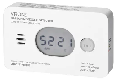 Kohlenmonoxidmelder mit LCD, 10 Jahre, IP20, weiß