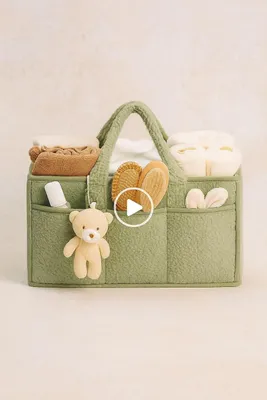 Image de Organisateur pour couches pour bébé avec poignées, grande boîte de rangement