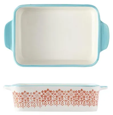 Image de Plat à gratin en céramique, 500 ml, rectangulaire, avec des poignées, idéal pour lasagnes et tiramisu