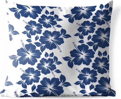 Produktbild von MuchoWow® Outdoor Kissen - Eine blaue Illustration eines Blumenmusters - 45x45 cm - Wetterfest - Lounge Kissen - Fotokissen - Dekoratives Kissen