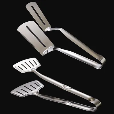Productafbeelding van Set van 2 roestvrijstalen grilltangen voor vlees, salades en meer