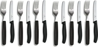 Produktbild von Victorinox | Swiss Classic Tafelmesser-Set 12-teilig | schwarze Griffe | schneidet mühelos durch Fleisch und Gemüse | spülmaschinengeeignet | ideal für den täglichen Gebrauch