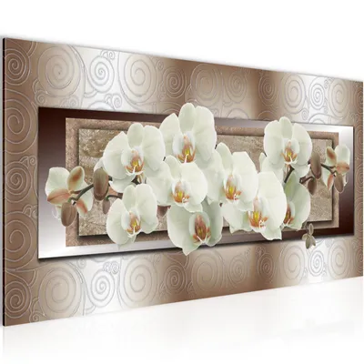 Produktbild von Runa Art Wandbild Blumen Orchidee 1 Teilig 100 x 40 cm Modern Bild auf Vlies Leinwand Abstrakt Wohnzimmer Beige Braun 205412c