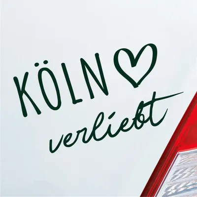 Produktbild von Auto Aufkleber Köln verliebt Herz Stadt Heimat Liebe Car 19x11 cm Dunkelgrün Sticker Heckscheibenaufkleber