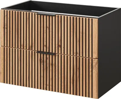 Produktbild von Waschtischunterschrank 80 cm XANTEN-56 in anthrazit mit Eiche Nb. schwarze Rillen, B/H/T: ca. 80/57/46 cm