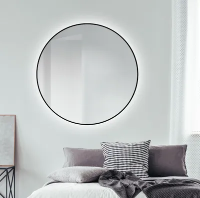Produktbild von Badspiegel mit Beleuchtung Talos Black Orors Light Ø 120 cm Wandspiegel - Lichtspiegel mit Lichtfarbe neutralweiß - hochwertiger matt schwarzer Aluminiumrahmen - Badezimmerspiegel