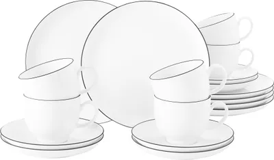 Produktbild von Serwis kawowy dla 6 osób biały - porcelana Seltmann LIDO BLACK LINE