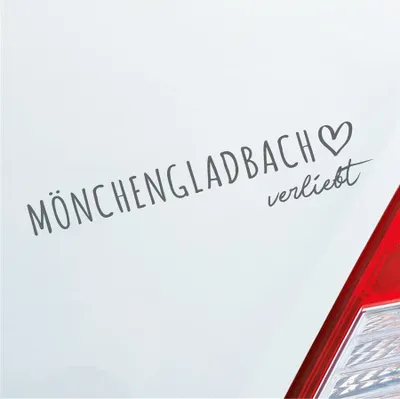 Produktbild von Auto Aufkleber Mönchengladbach verliebt Herz Stadt Heimat Liebe Car 19x4 cm Grau Sticker Heckscheibenaufkleber