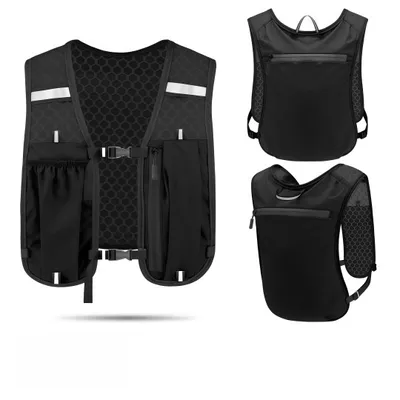 Produktbild von Unisex Laufweste, viele Taschen, verstellbarer Brustgurt, superleicht, atmungsaktiv, reflektierend, Trinkblase, für Wandern, Radfahren,Outdoor,Schwarz