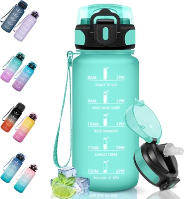 Produktbild von Trinkflasche 500 ml, mit Strohhalm, ausfallsicher, BPA-frei, für Sport