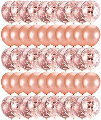 Obrázok produktu pre Balenie 50 ružovo zlatých balónov, konfetových balónov, ružovo zlatých balónov, héliových balónov na svadbu, zásnuby, Valentína, dievčatá, deti, narodeniny, krstiny, výzdoba na oslavu spoločenstva