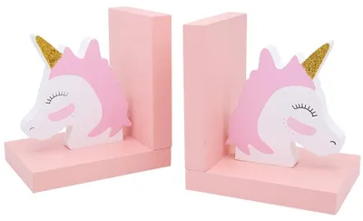 Produktbild von Holzbuchstützen mit Einhorn-Design