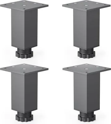 Obrázek produktu pro Nastavitelné nohy ke stolu, 150 mm, černé, sada 4 ks, šrouby do dřeva