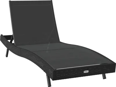 Image de Chaise longue vidaXL noire 197 x 70 x 82 cm en polyrotin