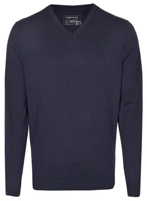 Produktbild von MARVELIS heren trui wol, V-hals, donkerblauw