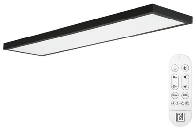 Productafbeelding van IMMAX NEO LITE FRAME, slim inbouwspots voor het plafond, 120x30cm, IP44, CCT, met BEACON-ondersteuning, Wi-Fi, TUYA, zwart