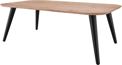 Produktbild von Couchtisch - 120 x 70 cm - Braun - Schwarz - Wildeichenholz massiv - Metallgestell