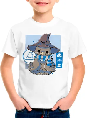 Produktbild von BaumwolleCloud Chibi Wise Kinder T-Shirt eule harry zauberstab besen zauberschule