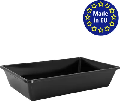 Produktbild von Wanne aus Kunststoff Plastik Schüssel 20 L Staubbad Sandbad Plastikwanne Fusswanne Badewanne Kunststoffwanne eckig 60x40x12 cm Schwarz Aufbewahrung petigi