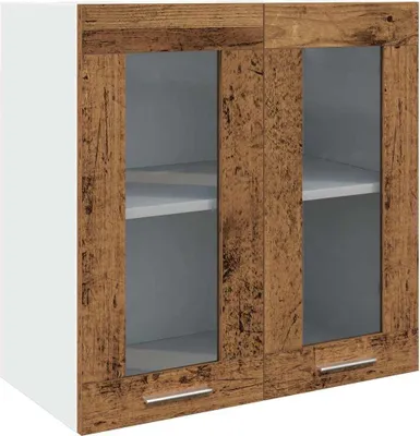Image de vidaXL Armoire murale de cuisine Lyon avec portes en verre imitation vieux bois 60x31x60 cm