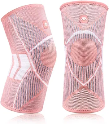 Immagine prodotto di Fascia per il ginocchio sportiva, traspirante, a compressione, confezione da 2 pezzi, taglia M, ideale per allenamento e corsa
