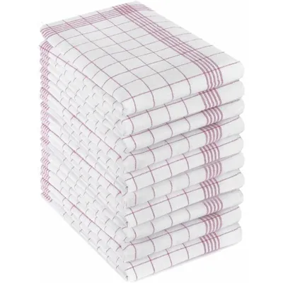 Produktbild von Dyckhoff Geschirrtuchset Karo rot, 50 x 70 cm, 10-tlg.