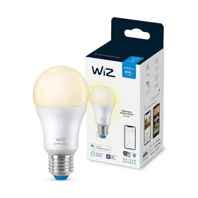 Productafbeelding van WiZ Smart LED A60 Birnenform 8W = 60W E27 matt 806lm warmweiß 2700K dimmbar App Google Alexa WiFi
