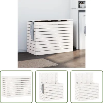 Produktbild von The Living Store Wäschetruhe Weiß 88,5x44x66 cm Massivholz Kiefer
