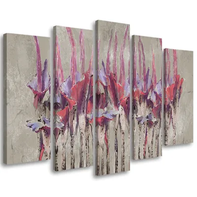 Produktbild von 5-teiliges leinwandbild pflanzen blumen wildnis 150x100 cm Feeby braun wandbild bereit zum aufhängen