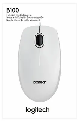 Produktbild von Logitech B100, Beidhändig, Optisch, USB Typ-A, 800 DPI, Weiß