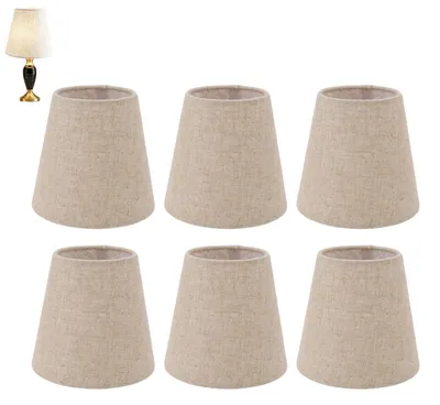 6er-Set Leinen-Lampenschirme, E14, Beige, für Tisch- und Stehlampen