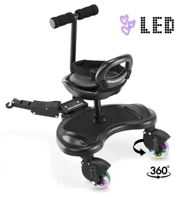 Produktbild von Kinderwagen-Zubehör - Universales Mitfahrbrett mit Sitz - LED-Räder - Für ältere Kinder 3–6 Jahre
