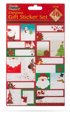 Obrázek produktu pro Sada vánočních samolepek na dárky - 15,2 x 21,6 cm - 40 kusů v balení