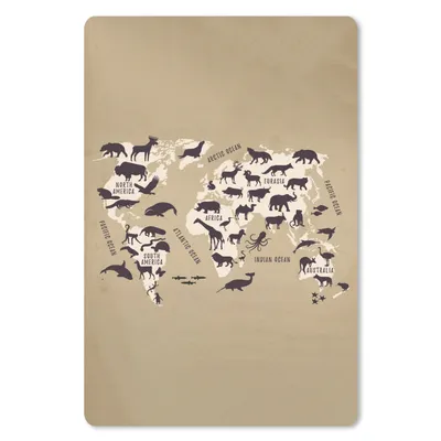 Produktbild von MuchoWow® Mauspad Mousepad Weltkarte - Retro - Tiere 40x60 cm - Mousepads - Maus Mat - Pad - Mausunterlage - Schreibtisch Accesoire