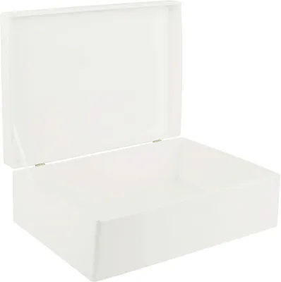 Produktbild von Creative Deco XL Große Weiße Holzkiste mit Deckel | 40x30x14 cm (+/-1cm) | Erinnerungsbox Baby Holzbox mit Deckel Lackiert Kasten | Ostern Deko