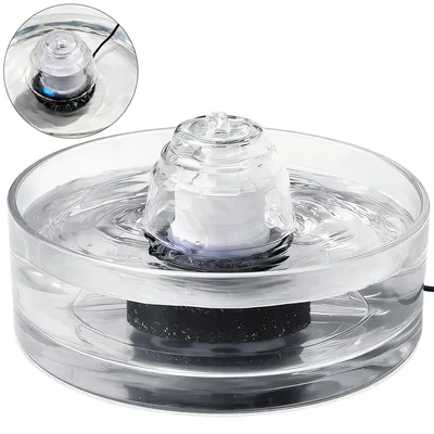 Produktbild von Glas-Trinkbrunnen für Katzen & kleine Hunde – 2,7 L, leise ≤25 dB, LED-Licht, Aktivkohlefilter, leicht zu reinigen