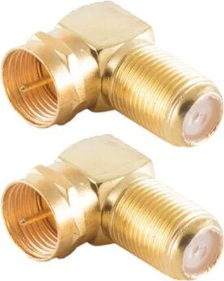 Produktbild von 2x F-Winkeladapter, F-Stecker/ F-Buchse, vergoldet