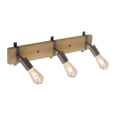 Produktbild von JUST LIGHT LED Deckenlampe SLAT Vintage Industrie Design, schwenkbar Holz-natur Wohnzimmer, Schlafzimmer, Flur, Esszimmer