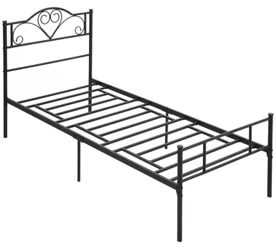 Productafbeelding van Frame van een enkel bed, zwart staal, 90x200 cm, met opbergruimte